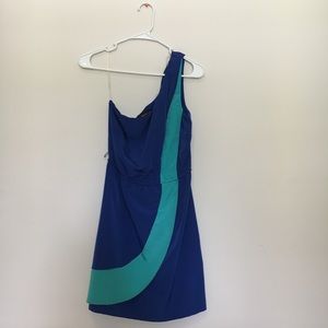 One shoulder blue dress